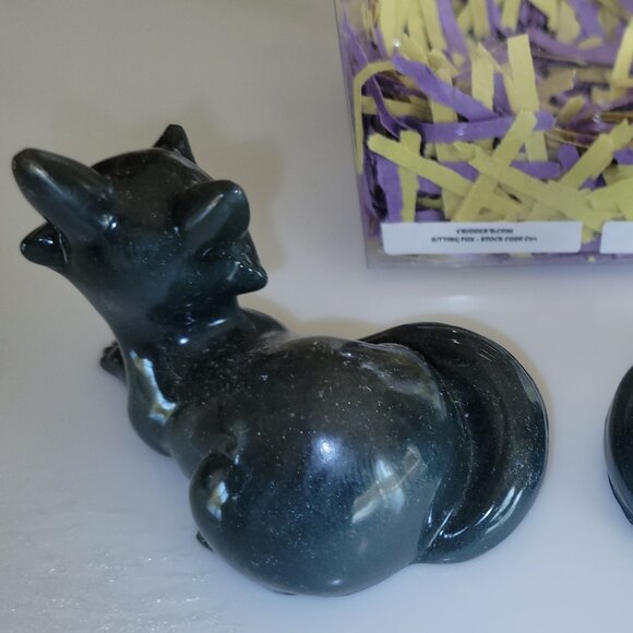 FOX SET 2pc BLUE Resin Figurines New Animal decorative collectible HANDMADE - Picture 3 of 4